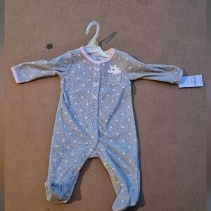 Gray and Pink Baby Onesie with Polka Dots